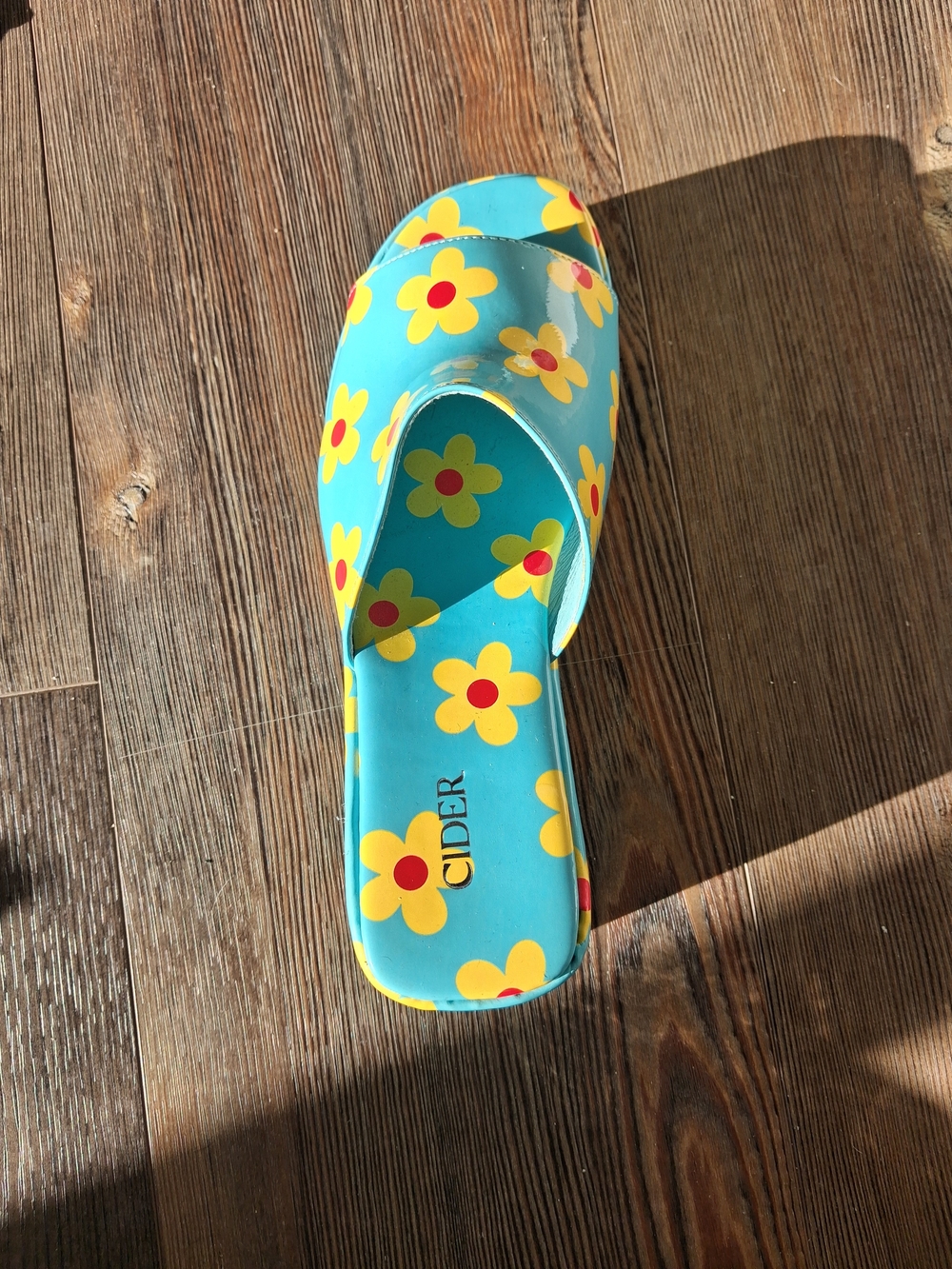 Groovy Blue Floral Platform Slide Sandals - Picture 3 of 5